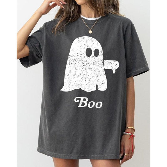 Boo Thumb, Ghost, Spooky, Scary, Skeleton, Skull, Western, Witch, Aesthetic, Meme, Halloween, Costume, Tshirt, Women's Comfort Color Tee, Tshirt