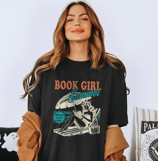 Book Girl Summer Shirt, Beach Book Lover Summer Bookish Teacher Tshirt Book Gift Beach Shirt Bookish Vacation Shirt Coconut Girl Reader Tees