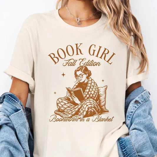 Book Girl Tee Fall Book Girl Tshirt Book Girl Fall Edition T-Shirt Bookworm in a Blanket Top Womens Book Lover Top Bookworm Book Lover Tshirt