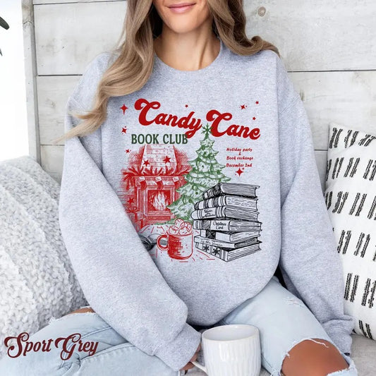Bookish Christmas Sweatshirt, Candy Cane sweatshirt, Santa Sweater for Book Lover Christmas gift, Bookish Winter Shirt, Christmas Book Club, Santa Sweater for Book Lover, Christmas bookish, Bookish Winter Shirt, Christmas Book Club, Festive Season