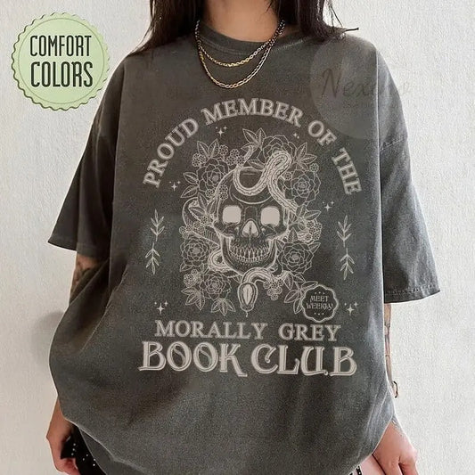 Bookish Merch Morally Grey Book Club Shirt- Book Lover Gift, Funny Reading Shirt, Smut Reader Spicy Books Tee Dark Romance, Booktok T-Shirt,