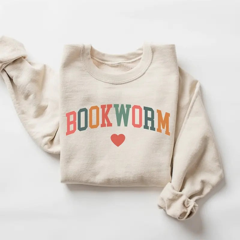 Bookworm Sweatshirt, Cute Teacher Books Lover Sweatshirt, ESL Teacher Sweatshirt, Reading Shirt  V9719