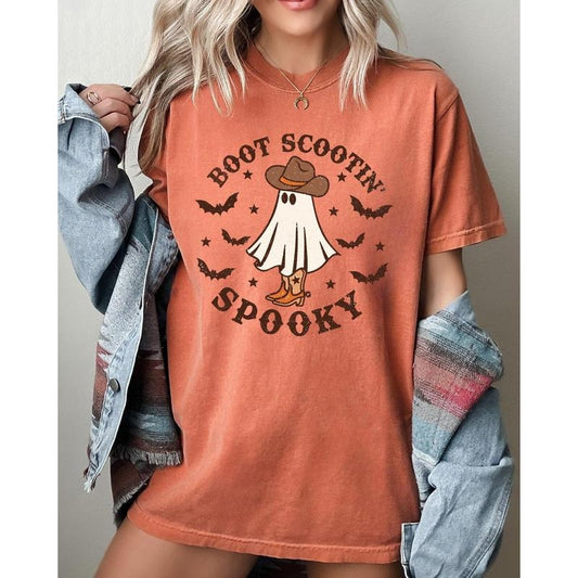 Boot Scootin' Spooky, Skeleton, Witch, Skull, Spooky, Aesthetic, Meme, Halloween, Costume, Tshirt, Women's, Comfort Colors Tee, Spooky, Tshirt, Witch, Pumpkin, Ghost, Skeleton
