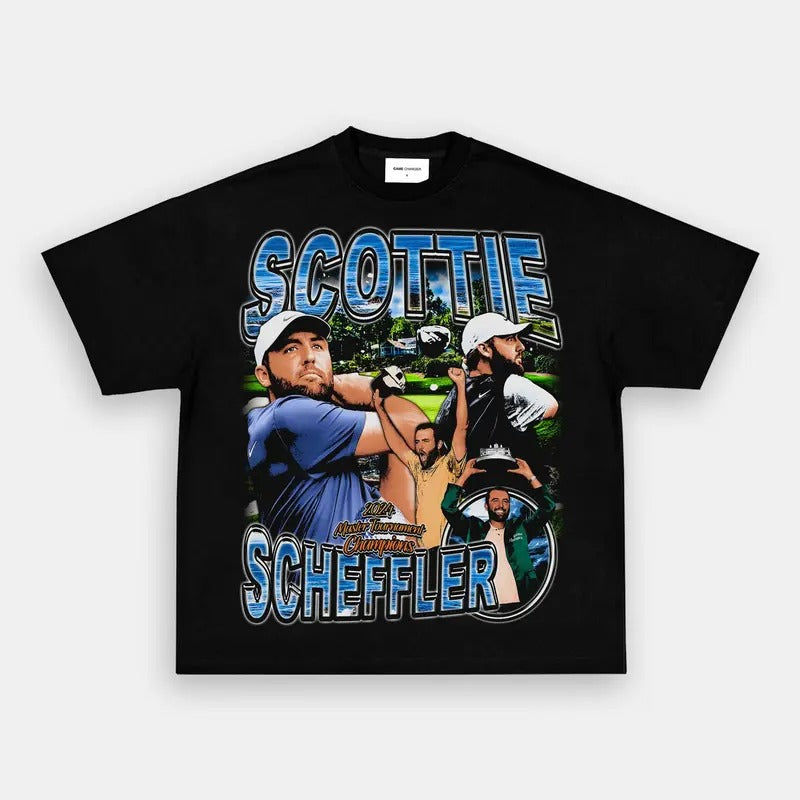 Bootleg Vintage 90s Style SCOTTIE SCHEFFLER TEE T-Shirt Golf Casual Classic Cotton Fabric Menswear Top Hoodie Medium Tshirt Streetwear