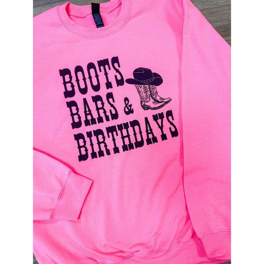 Boots Bars & Birthdays Graphic Pullover