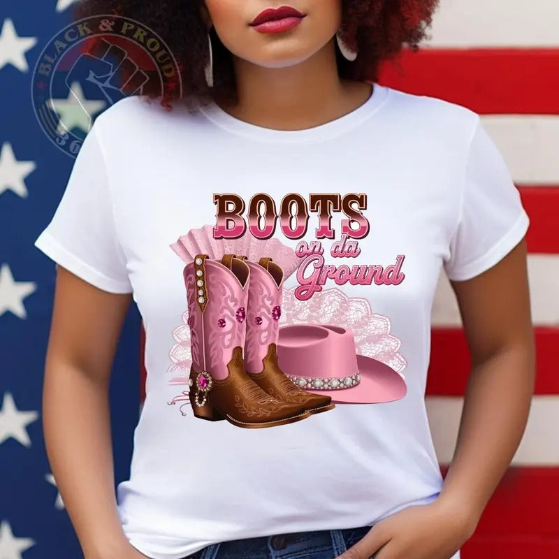 Boots On The Ground T-shirt, Where Them Fans At Shirt, County Line Dance Tees, Girl Grab Your Fans T-shirt, Boots Pink Shirt, Gift for Her