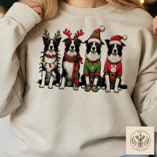 Border Collie Christmas Sweatshirt, Vintage Xmas Tshirt, Merry Woofmas Hoodie, Dog owner, Border Collie shirt, xmas gift