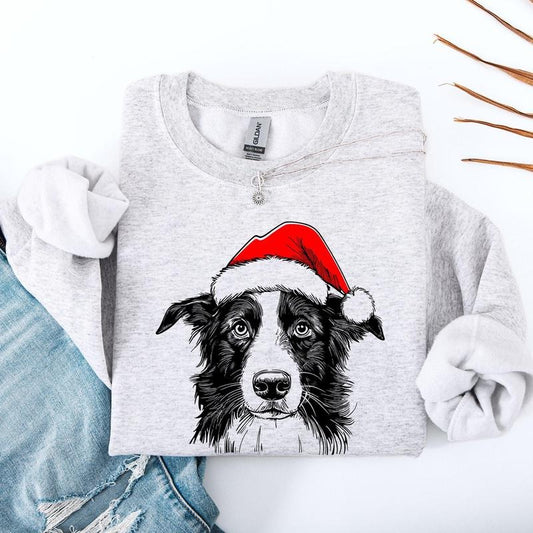 Border Collie, Santa, Dog, Christmas, Dog Lover, Pet Sweatshirt, Crew Neck, Women's, Crewneck