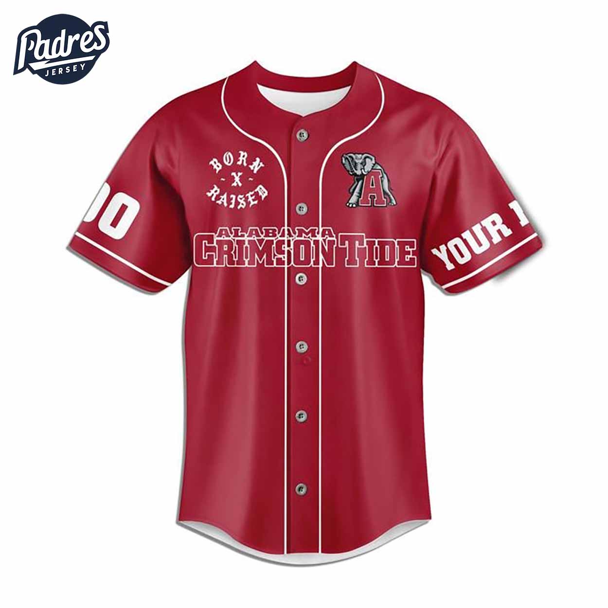 Born And Raised Alabama Crimson Tide Football Baseball Jersey - Padres Jersey Oasis: Elevate Your Baseball Style Game