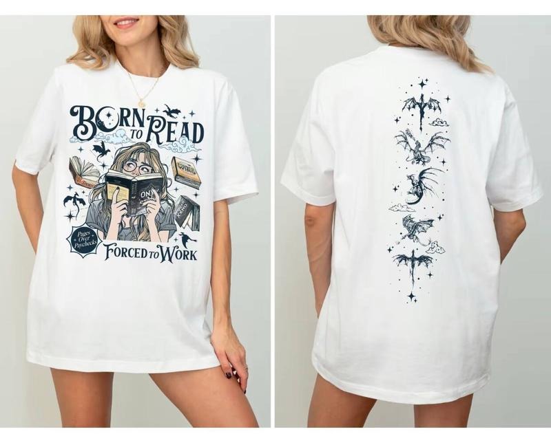 Born To Read Onyx Storm  Shirt, Forced To Work Tshirt Women, Fourth Wing Tshirt, Dragon Rider Tee, Fantasy Book Lover Tee