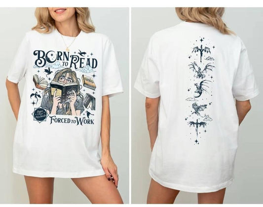 Born To Read Onyx Storm  Shirt, Forced To Work Tshirt Women, Fourth Wing Tshirt, Dragon Rider Tee, Fantasy Book Lover Tee