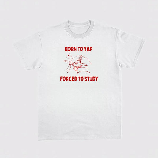 Born To Yap Forced To Study Unisex Heavy Tee, Meme T Shirt, Meme Tee, Possum T Shirt, Vintage Graphic Tee, Unisex T-Shirt, Short Sleeve Tee Shirt, Gifts For Women, Gifts For Birthday Mothers Day Classic Menswear
