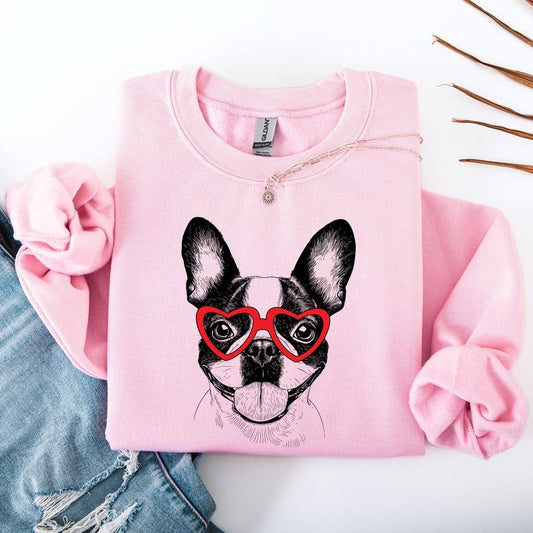 Boston Terrier, Dog Lover Apparel, Pet, Dog Breed, Cute Sweatshirt, Crew Neck, Women's, Crewneck
