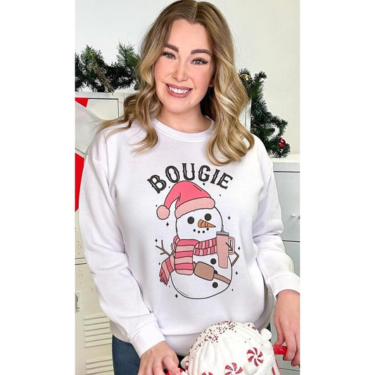 Bougie Slay Snow Girl Graphic Sweatshirt