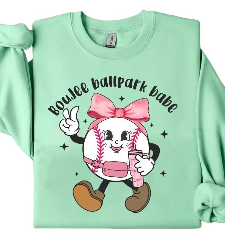 Boujee Baseball Coquette Bow Sweatshirt, Soft Girl Era Shirt, Coquette Baseball Sweater, Cute Baseball Tee, Gifts For Baseball Lovers, Baseball Fan Gifts Sweater, Long Sleeve Crewneck Shirt, Gift For Birthday Fit Womenswear