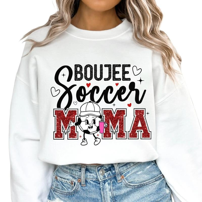 Boujee Soccer Mama Sweatshirt, Retro Mom Sweatshirt Gift, Soccer Mama, Soccer Mom, Unisex Sweatshirt, Gifts For Mom From Daughter Childs, Long Sleeve Crewneck Tee, Mom Gifts Sweater, Gifts For Birthday Fit Womenswear