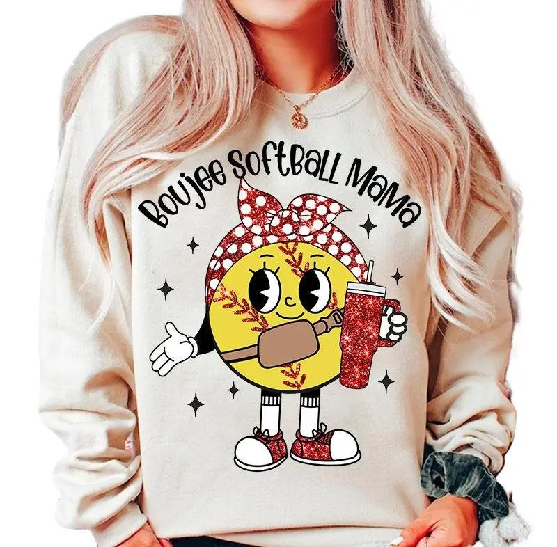 Boujee Softball Mama Sweater, Boujee Softball Cup Sweatshirt, Funny Sports Sweatshirt, Glitter Softball, Softball Mom Gift, Unisex Sweatshirt, Long Sleeve Crewneck Tee, Gifts For Mom Sweater, Gifts For Birthday