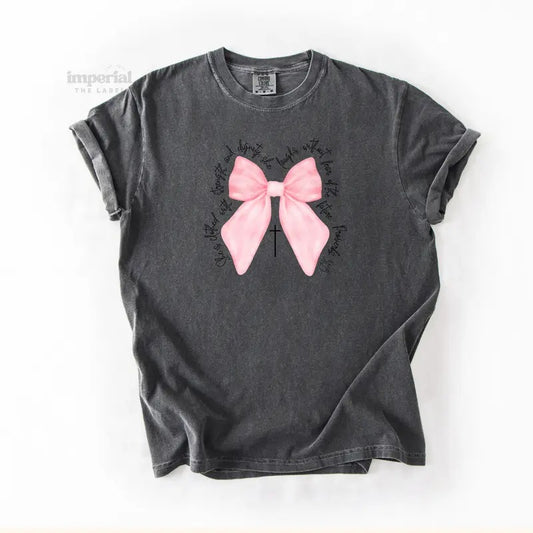 Bow Verse Light Pink Comfort Colors T-Shirt, Vintage Graphic Tee, Garment-Dyed Cotton, Unisex Relaxed Fit, Casual Aesthetic Streetwear