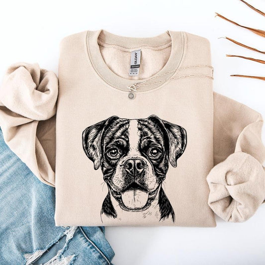Boxer, Dog Lover Apparel, Pet, Dog Breed, Cute Sweatshirt, Crew Neck, Women's, Crewneck