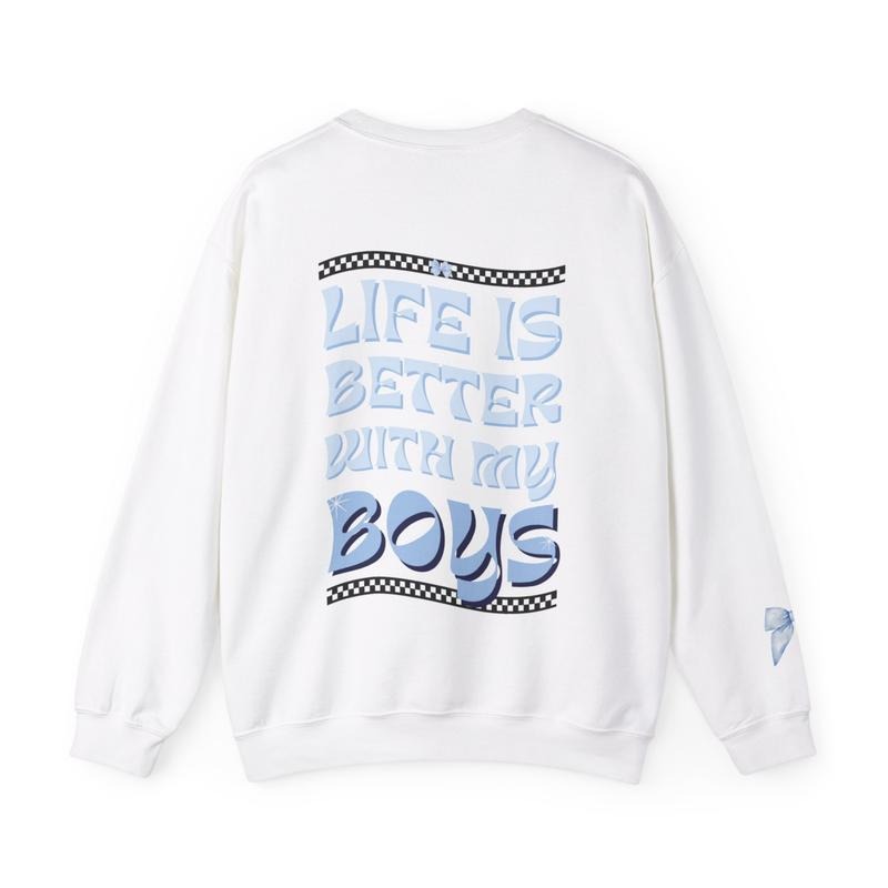 Boy Mama Crewneck, Two Sided with Sleeve Design, Mama Pullover for Boy Moms, Mom Sweatshirt, mom sweatshirts girl mom