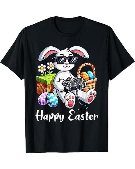 Boys Happy Easter Day Bunny Egg Video Game Kids Mens Gamer T-Shirt, Graphic tee, Fashion Cotton, Gift for her, Gift for him, Vintage tee, Singer Tee