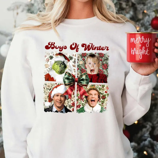 Boys of Winter Merry Christmas Funny Sweatshirt , Character Movie Sweatshirt, Sweatshirt for Women Holiday Movie, Women's Trendy Christmas