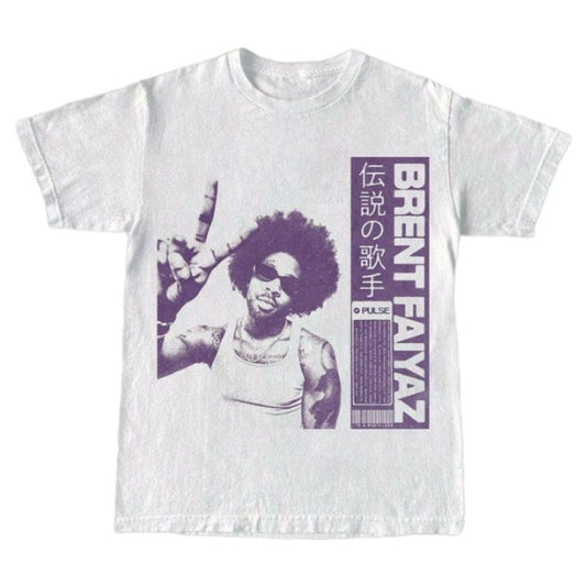 Brent Faiyaz Vintage Graphic Tee - Retro Music Shirt for R&B Fans - Concert Shirt with Japanese Kanji - Perfect Gift For Music Lover