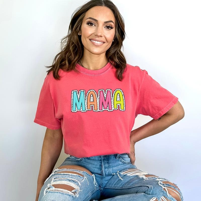 Bright Doodle Mother's Day Comfort Color Tshirts, Dalmatian Dots, Cotton, Mama, Nana, Gigi, Abuela, Grandma, Mommy, Tia, Momma, Mom, Auntie, Top, Essential, Everyday, Graphic