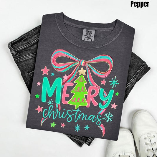 Bright Merry Christmas Comfort Colors T-Shirt 'NLB'