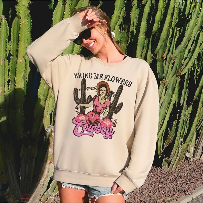Bring Me Flowers Cowboy, Western, Country, Sweatshirt, Valentine's Day, Crew Neck, Women's, Crewneck, Valentine's Day, Love, Heart, Cupid