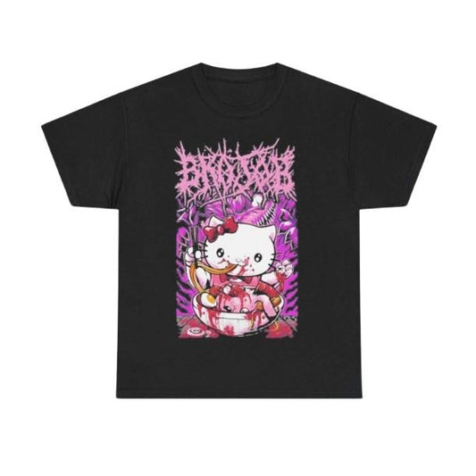 Brojob Ramen T-Shirt, Vintage Graphic Tees Gothic Grunge Y2k Emo Scene Amity Affliction Style Clothes Men Women Streetwear