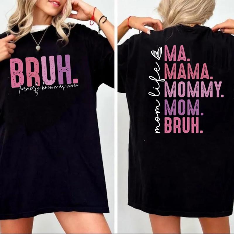 Bruh Formerly Known As Mom Shirt, Mom Life T Shirt, Trendy Mom Tee, Mothers Day Gifts, Mom Bruh Mama Shirt, Short Sleeve Crew Neck Top, Classic Streetwear