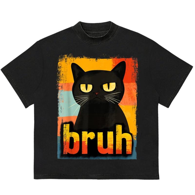 Bruhh Cat T-Shirt Retro Design Gift for Her Street Style Vintage 90s Graphic Tee