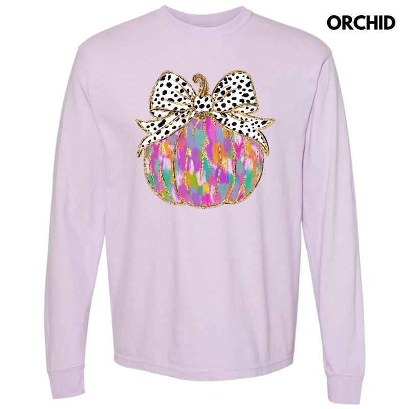 Brushstroke Colorful Pumpkin Long Sleeve Comfort Colors T-Shirt 'NLB'