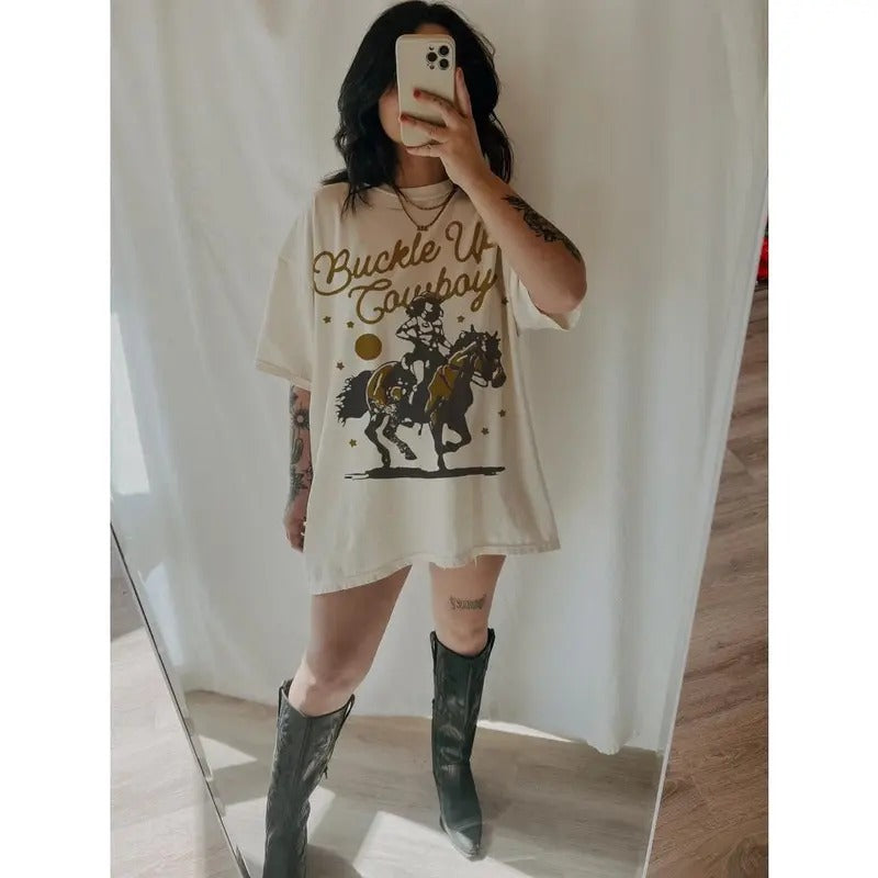 Buckle Up Cowboy Tee, Western trendy country t shirt, horse shirt, cowgirl vintage T-shirt, sweater and Hoodie cotton shirt