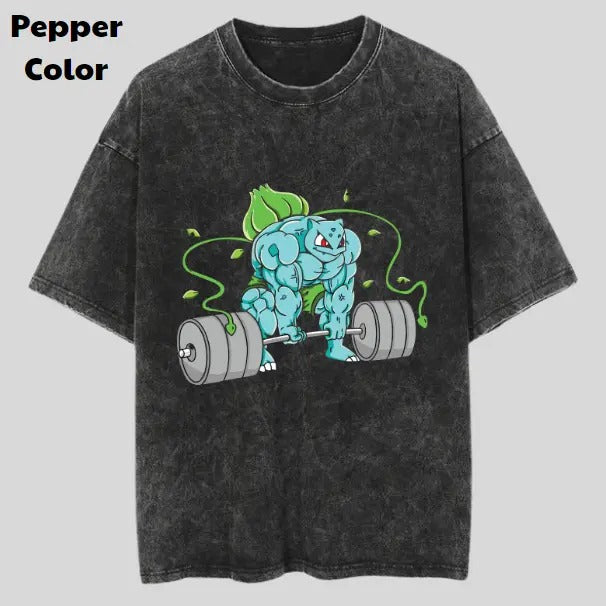 Buffbasaur Vintage Graphic Tees, Bulbasaur T-Shirt, Pokemon Anime Shirt, Unisex Gym T-Shirt, Gift For Men Women, Menswear Womenswear Streetwear