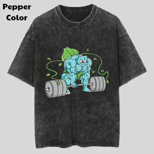 Buffbasaur Vintage Graphic Tees, Bulbasaur T-Shirt, Pokemon Anime Shirt, Unisex Gym T-Shirt, Gift For Men Women, Menswear Womenswear Streetwear