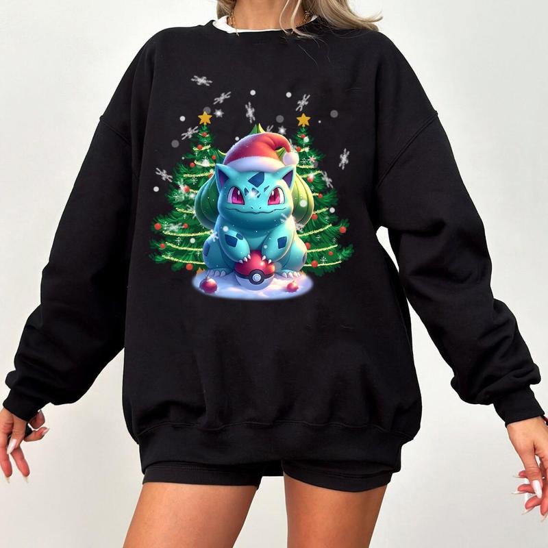 Bulbasaur Christmas Sweatshirt, Bulbasaur Santa Christmas Sweater, Bulbasaur Sweatshirt Hoodie, Anime Christmas Shirt , Vintage Bulbasaur Christmas Pine Tree, Christmas Pokemon Sweatshirt, Christmas Gifts For Pokemon Lovers, Pokémon Christmas Sweatshirt