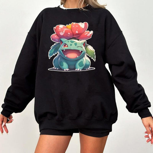 Bulbasaur Flower Pokemon Shirt, Bulbasaur T-Shirt, Pokemon Sweatshirt,  Japanese Anime Hoodie