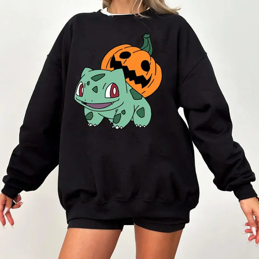 Bulbasaur Pumpkin Sweatshirt, Bulbasaur Sweatshirt, Pokemon Pumpkin Sweatshirt, Halloween Sweatshirt, Pumpkin Monster Sweatshirt, Gengar Japan Anime Sweatshirt, Pokemon "Halloween Bulbasaur" Sweatshirt, Gengar Sweatshirt, Anime Sweatshirtstyle{n002}2
