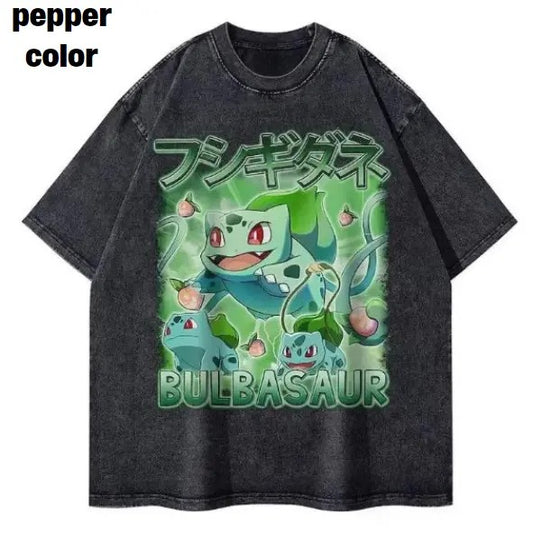 Bulbasaur T Shirts Vintage Anime Pokemon T-shirt Manga Mewtwo Eevee Snorlax Charmander Pikachu Lucario Tops Tees Cotton , T-Shirt For Unisex , Gift For Men , Gift For Women , Anime Shirt , Manga Shirt , Pokemon Shirt , Pokemon Merch Menswear