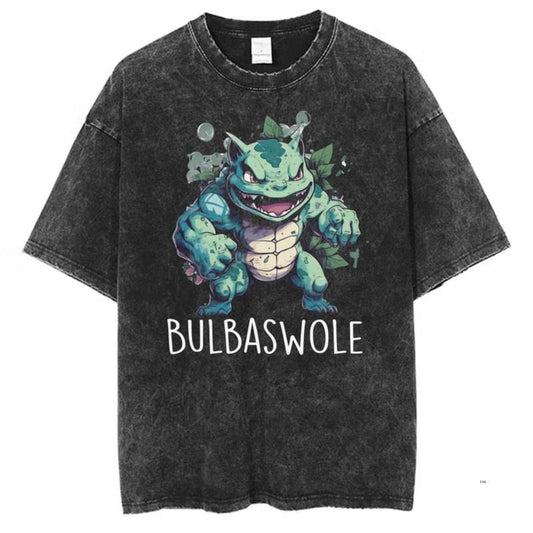 Bulbaswole Vintage Tee, Pokemon Graphic Tee, Bulbasaur T-Shirt, Anime Shirt, Gym Shirt, Gift For Pokemon Fans, Menswear Womenswear Streetwear