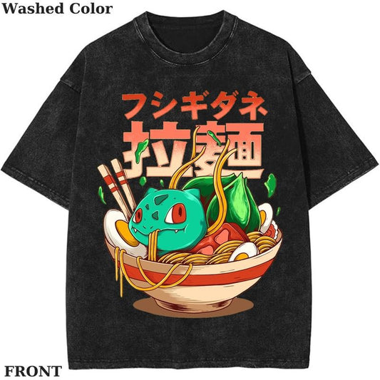 Bulbramen Ramen Pokemon Graphic T-Shirt, Pokemon T-Shirt, PKM Shirt, Anime Funny Shirt, Vintage Tee Streetwear Shortsleeve Printed Womenswear Top