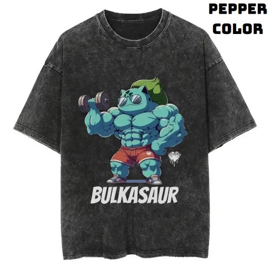 Bulkasaur Gym Pokemon Vintage Tee - Unisex T-Shirt with Graphic Design Featuring Bulbasaur and Gym Fitness Theme
