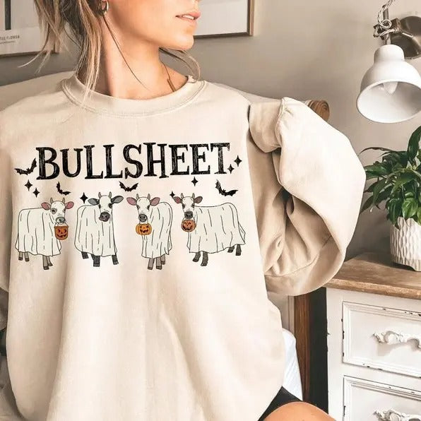 Bull Sheet Shirt, Halloween Bull Sweatshirt, Ghost Cows Tee, Funny Cow T-shirt, Fall Cow Lover Shirt, Spooky Season Sweatshirt