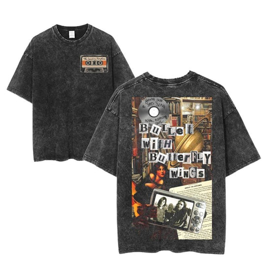Bullet With Butterfly Wings Smashing Pumpkins Graphic Tee, Vintage Grunge Rock Shirt, 90s Alt Band Collage T-Shirt, Retro Music Merch