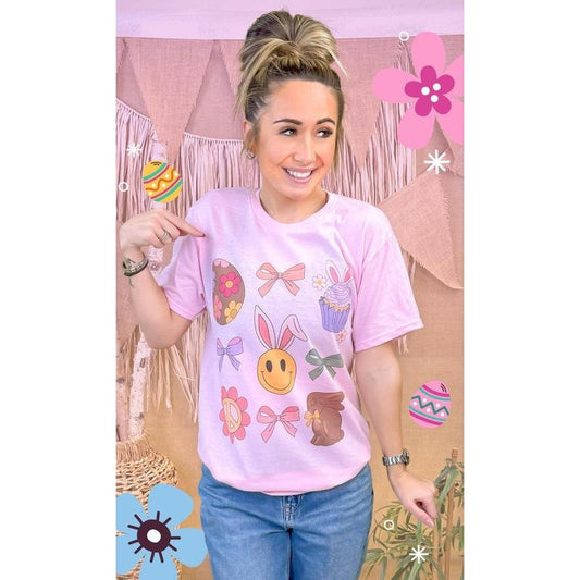 Bunnies and Bows Easter Graphic T-Shirt