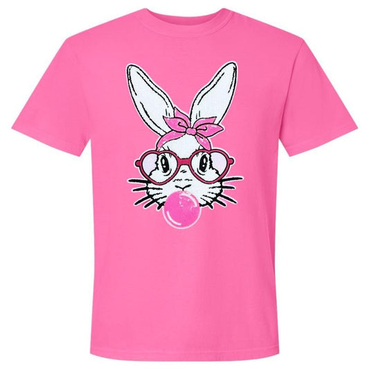 Bunny With Glasses Patch Comfort Colors T-Shirt