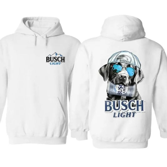 Buscch Light Black Labrrador Dog Hoodie, Funny Dog With Beer, Buscch Light Hunting Outdoors, Hoodie Menswear, Full Colors, For Men, For Women