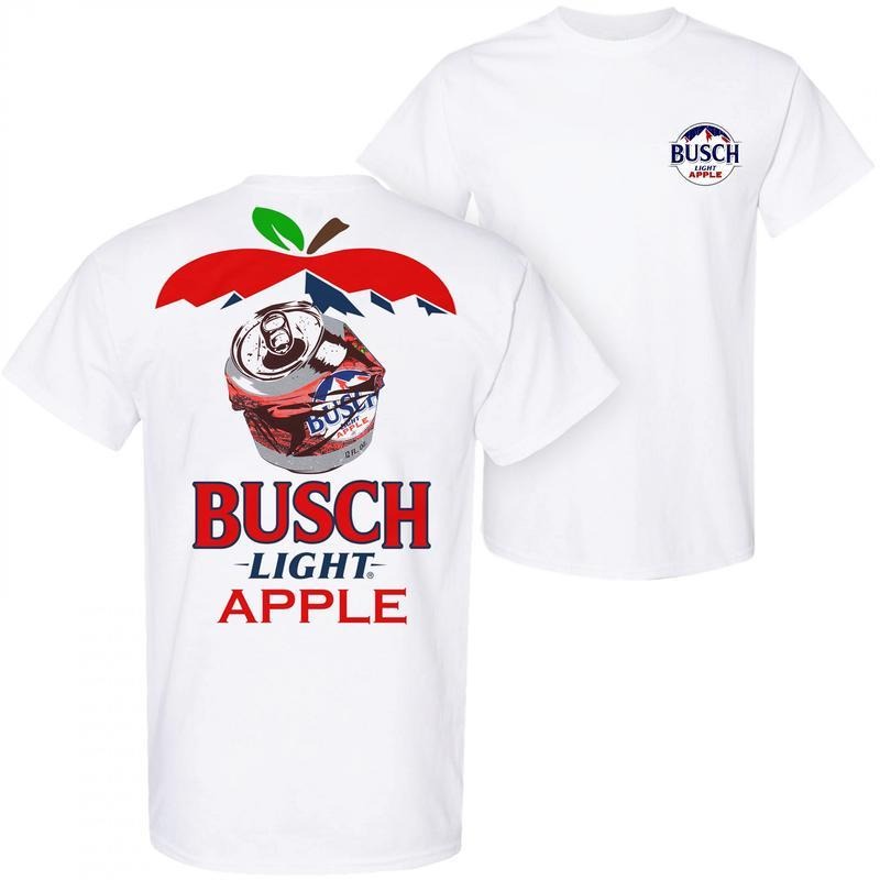 Busch Light Apple Can 2-Sided T-Shirt, Crisp Apple Beer Graphic Tee, Summer Drinking Shirt for Men, Patriotic Party Outfit, American Beer Vibes